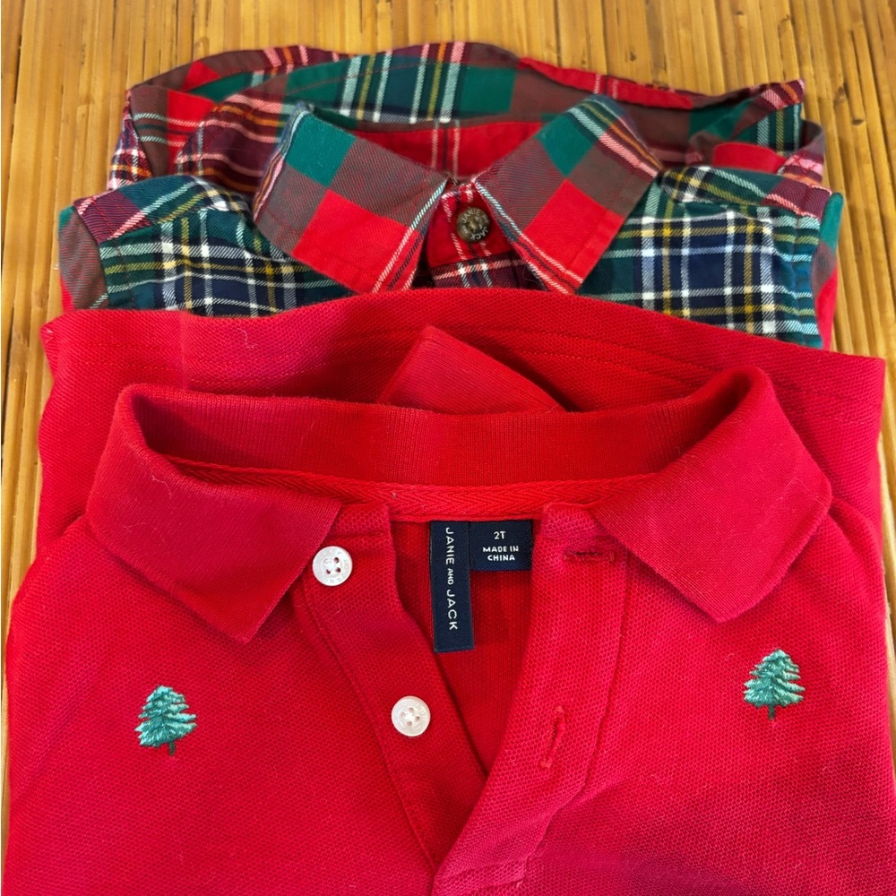 Janie and Jack Red and Green Plaid Shirt